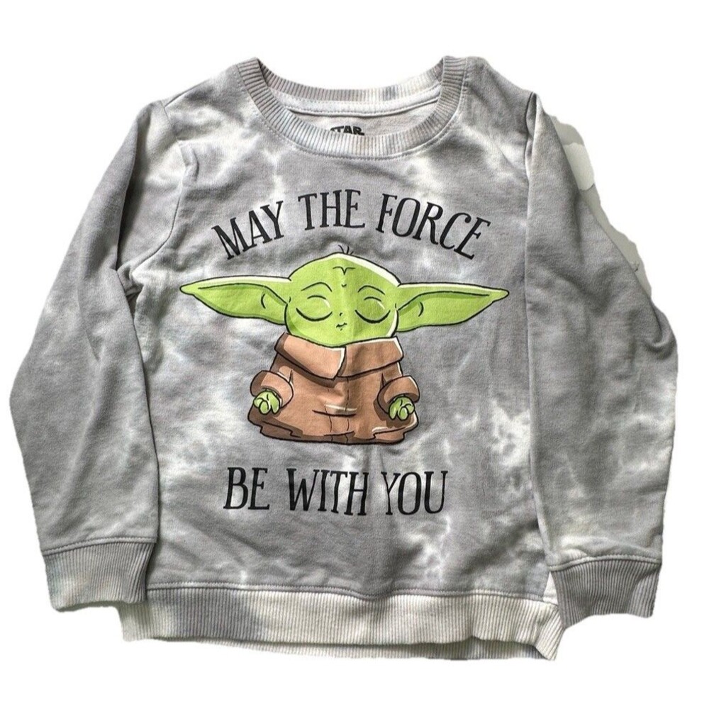 Star Wars Kids May The Force Be With You Child Tie Dyed Gray Sweatshirt 6- 0023